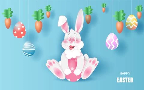 Element holiday Spring funny bunny cute for design.Happy Easter day eggs 스톡 일러스트