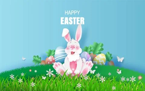 Element holiday Spring funny bunny cute for design.Happy Easter day eggs Illustrazione stock