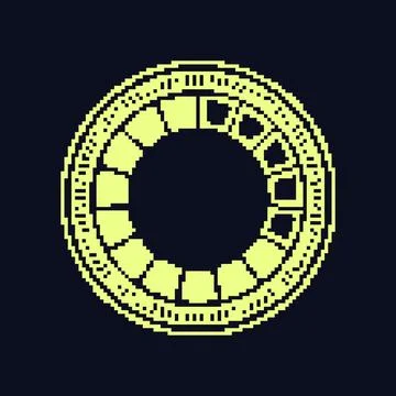 Element hud round frame pixel art vector illustration 스톡 일러스트