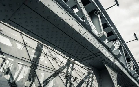 Element of a modern bridge. Stock Photos