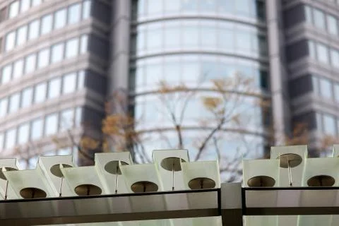 Element of modern facade of a skyscraper downtown. Stock Photos