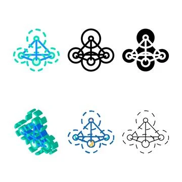 Element molecular structure color icon vector stylized Stock Illustration