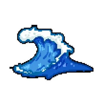 Element ocean waves pixel art vector illustration Stock Illustration