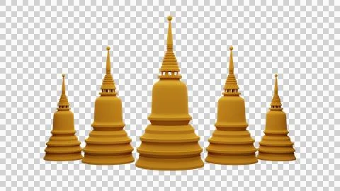 Element of padoda stupa tower thailand temple object front view. Stock Illustration