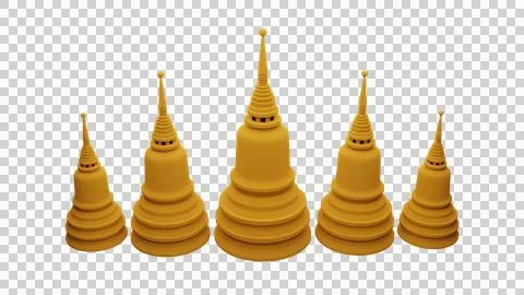 Element of padoda stupa tower thailand temple object top view. Stock Illustration