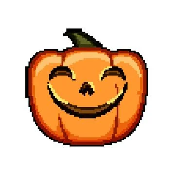 Element pumpkin halloween character pixel art vector illustration Stock Illustration
