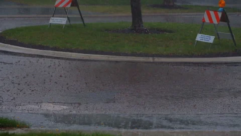 Element of road at Heavy rain. Rain drops falls 스톡 동영상 306334000