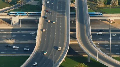Element of the road junction in Dubai. Stock Photos