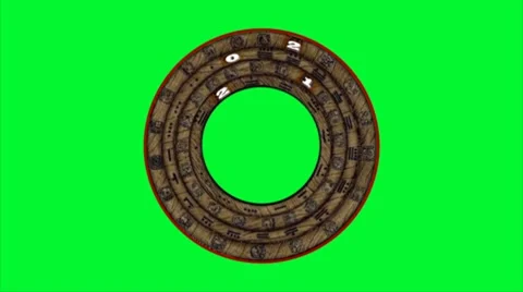 Element-Rotating Mayan Calendar-Green Screen-looping Stock Footage 7136829