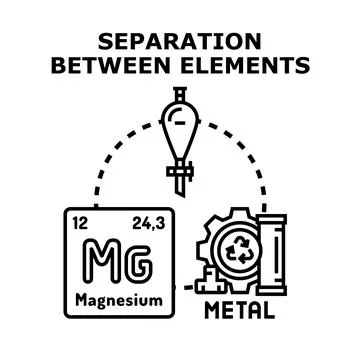Element separation process in chemical metallurgy industry Illustrazione stock