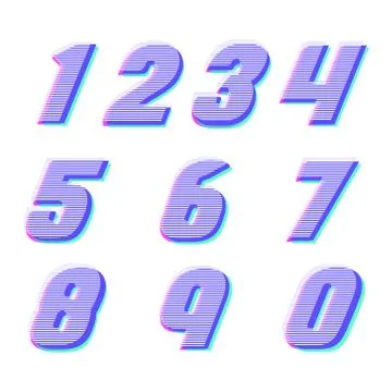 (Element) set of ten numbers form zero to nine, number flat design Stock Illustration