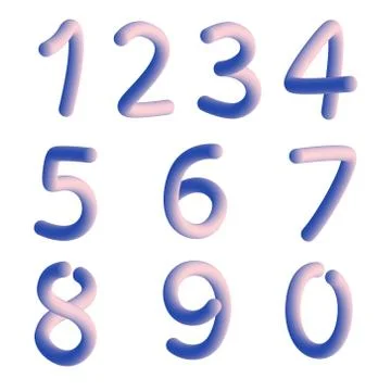 (Element) set of ten numbers form zero to nine, 3d number design Stock Illustration