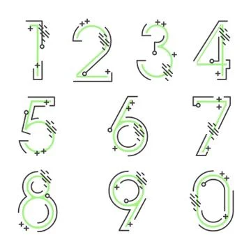 (Element) set of ten numbers form zero to nine, number flat design Stock Illustration