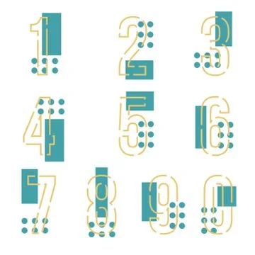 (Element) set of ten numbers form zero to nine, number flat design Stock Illustration