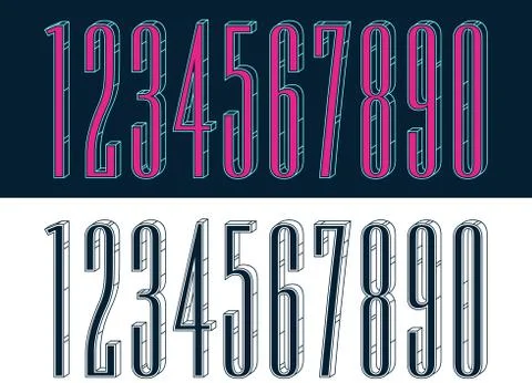 (Element) set of ten numbers form zero to nine, 3d number design Stock Illustration