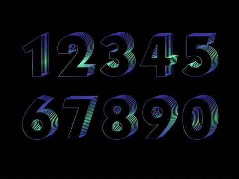 (Element) set of ten numbers form zero to nine, 3d number design Stock Illustration