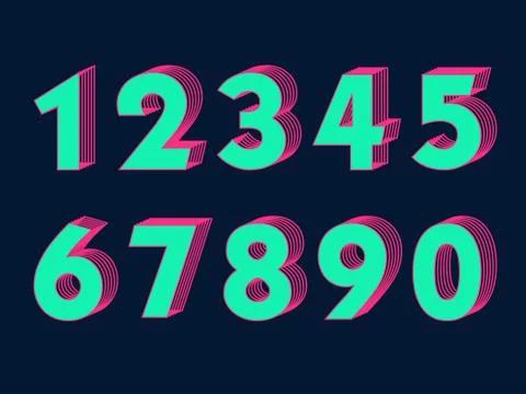 (Element) set of ten numbers form zero to nine, 3d number design Stock Illustration