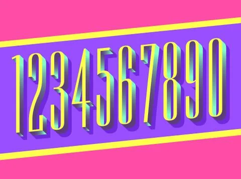 (Element) set of ten numbers form zero to nine, 3d number design Stock Illustration