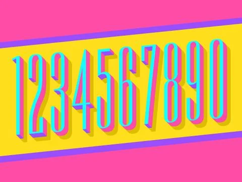 (Element) set of ten numbers form zero to nine, 3d number design Stock Illustration