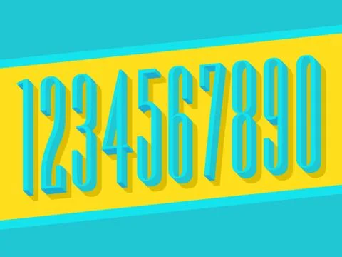 (Element) set of ten numbers form zero to nine, 3d number design Illustrazione stock