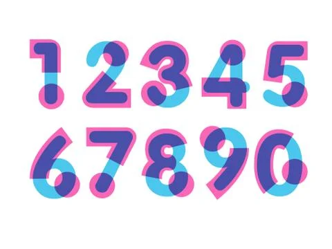 (Element) set of ten numbers form zero to nine, number flat design Stock Illustration