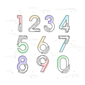 (Element) set of ten numbers form zero to nine, number flat design Stock Illustration