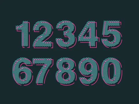 (Element) set of ten numbers form zero to nine, number flat design Stock Illustration