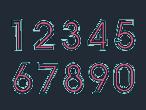 (Element) set of ten numbers form zero to nine, number flat design Stock Illustration