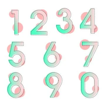(Element) set of ten numbers form zero to nine, number flat design Stock Illustration