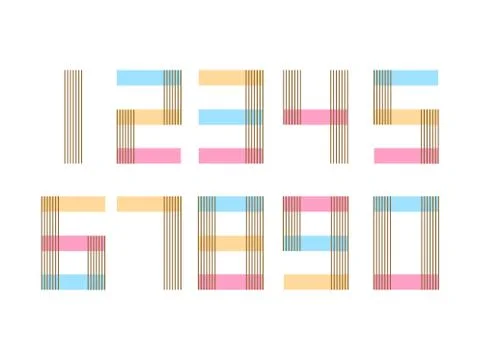 (Element) set of ten numbers form zero to nine, number flat design Stock Illustration