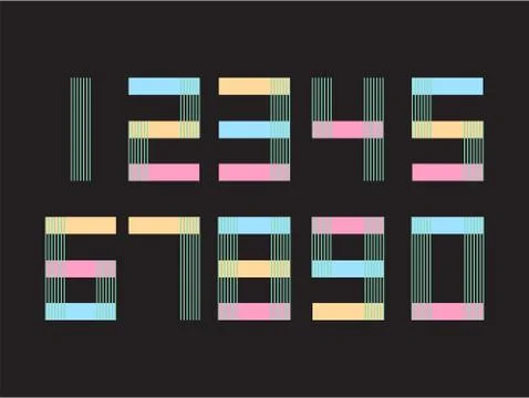 (Element) set of ten numbers form zero to nine, number flat design Stock Illustration