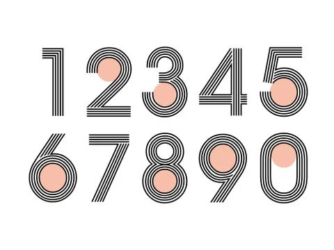 (Element) set of ten numbers form zero to nine, number flat design Stock Illustration