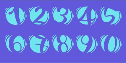 (Element) set of ten numbers form zero to nine, number flat design Stock Illustration