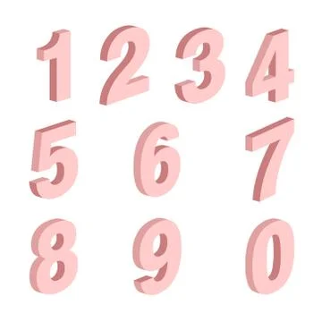 (Element) set of ten numbers form zero to nine, number design Stock Illustration