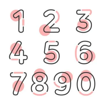 (Element) set of ten numbers form zero to nine, number flat design Stock Illustration