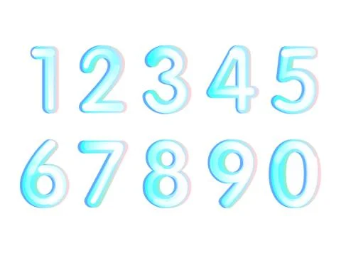 (Element) set of ten numbers form zero to nine, number flat design Stock Illustration