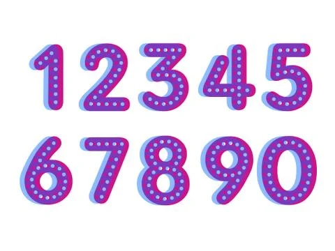 (Element) set of ten numbers form zero to nine, number flat design Stock Illustration