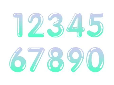 (Element) set of ten numbers form zero to nine, number flat design Stock Illustration
