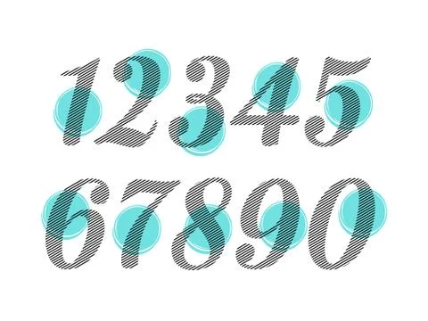 (Element) set of ten numbers form zero to nine, number flat design Stock Illustration