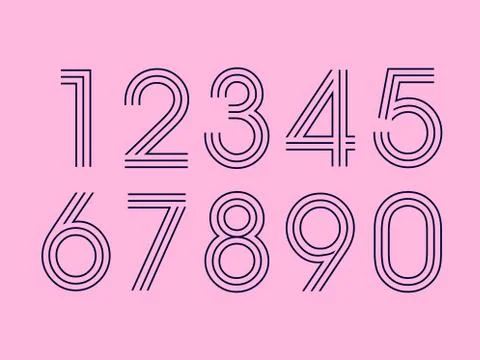 (Element) set of ten numbers form zero to nine, number flat design Stock Illustration