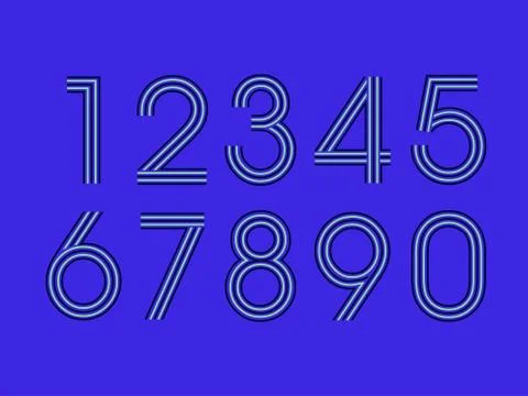 (Element) set of ten numbers form zero to nine, number flat design Stock Illustration