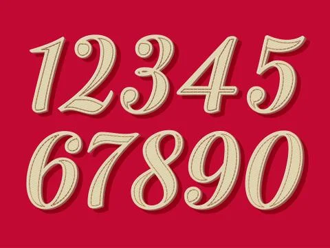 (Element) set of ten numbers form zero to nine, number design Stock Illustration