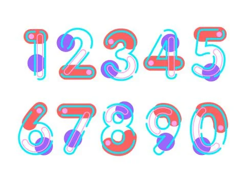 (Element) set of ten numbers form zero to nine, number flat design Stock Illustration