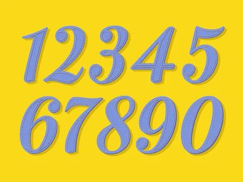 (Element) set of ten numbers form zero to nine, number design Stock Illustration