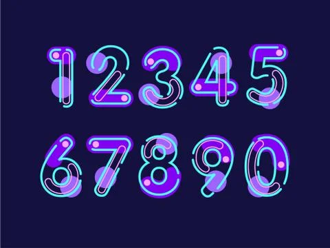 (Element) set of ten numbers form zero to nine, number flat design Stock Illustration