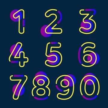 (Element) set of ten numbers form zero to nine, number flat design Stock Illustration