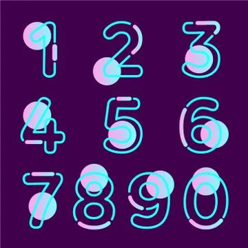 (Element) set of ten numbers form zero to nine, number flat design Stock Illustration