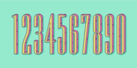 (Element) set of ten numbers form zero to nine, number design Stock Illustration