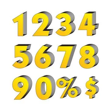 (Element) set of ten numbers form zero to nine, number design Stock Illustration