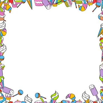 Element template. Vector illustration. Frame doodle. Picture in black, pink and 스톡 일러스트